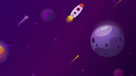 Spaceship rocket flying through space with stars and planets in the background. Stock Footage 111898856