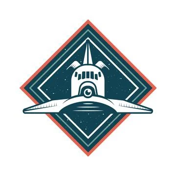 Spaceship rocket front drawn in frame icon Illustrazione stock