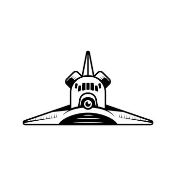 Spaceship rocket front drawn isolated icon Illustrazione stock