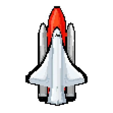 Spaceship rocket toy pixel art vector illustration Stock Illustration