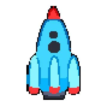 Spaceship rocket toy pixel art vector illustration Stock Illustration