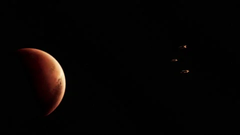 Spaceship rockets going to planet Mars. Starship flying in space. Stock Footage 146966537