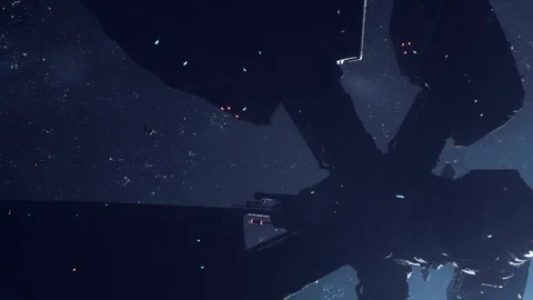 Spaceship silhouette against a starry sky in outer space Stock Footage 344844879