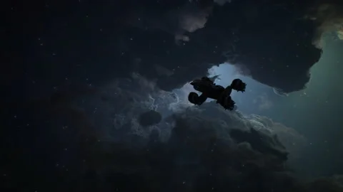 Spaceship in space to do a mission on the planet 03 Stock Footage 158268616