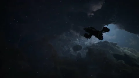 Spaceship in space to do a mission on the planet 04 Stock Footage 158301495