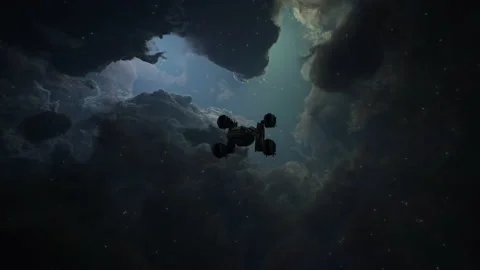 Spaceship in space to do a mission on the planet 05 Stock Footage 158302223