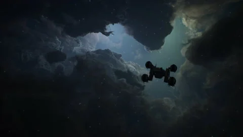 Spaceship in space to do a mission on the planet 06 Stock Footage 158303353
