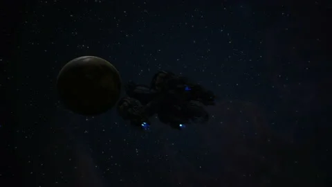 Spaceship in space to do a mission on the planet 09 Stock Footage 158305351