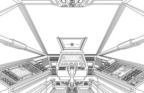 Spaceship Space Ship or Air Plane Interior Cockpit Illustrazione stock