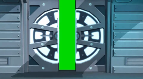 Spaceship Spacestation Door open Close with green screen 스톡 동영상 34293424