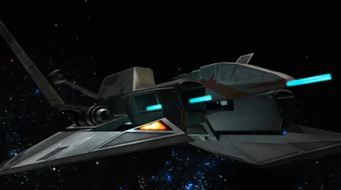 Spaceship - Starfighter attack with lasergun Stock Footage 33815176