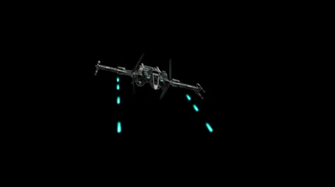 Spaceship - Starfighter attack with lasergun - pre keyed for easy use Stock-Footage 33845669