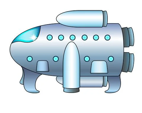 The spaceship is on the surface. Spaceship - vector full color illustration. Illustrazione stock