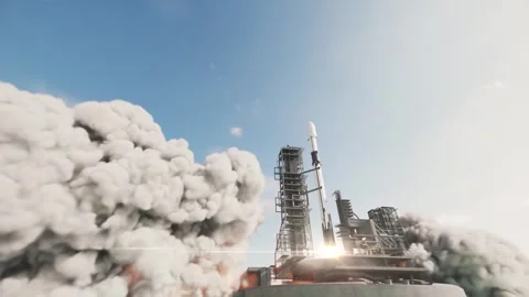 Spaceship takes off. Space rocket takes off into the sky Stock Footage 337464123