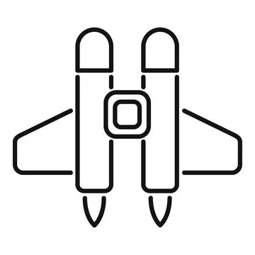 Spaceship taking off with two rocket engines icon Stock Illustration