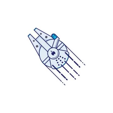 Spaceship. Vector illustration of a spaceship flying in space. Illustrazione stock
