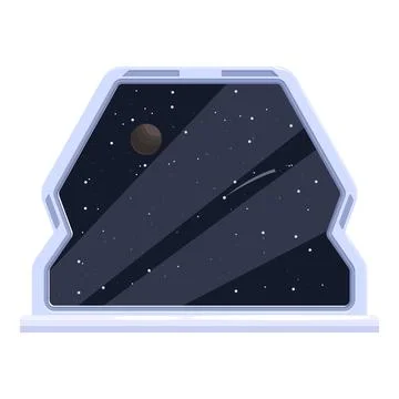 Spaceship window showing planet and starry sky Stock Illustration