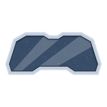 Spaceship window showing starry sky and light beams Stock Illustration