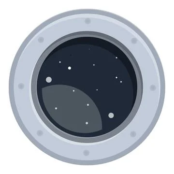 Spaceship window showing stunning view of planet and stars Stock Illustration