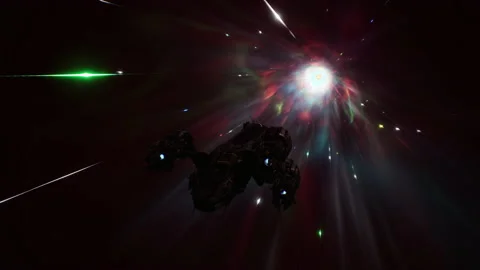Spaceship in Wormhole Time Vortex Loop 05 Stock Footage 158235260