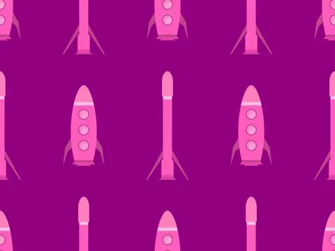 Spaceships seamless pattern. Orbital launch vehicle. Space rockets in flat .. Stock Illustration