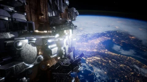 Spaceships in space 3D rendering Video stock 102718230