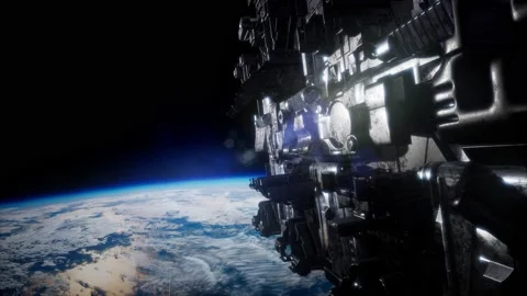 Spaceships in space 3D rendering Vídeo Stock 197780966