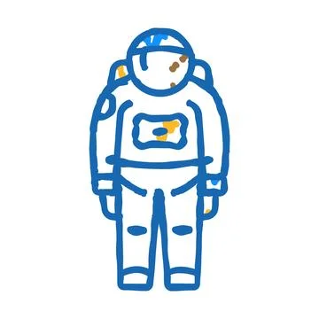Spacesuit space exploration icon doodle illustration Stock Illustration