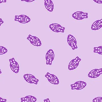 Spacesuit space exploration line vector seamless pattern 스톡 일러스트