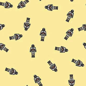 Spacesuit space exploration vector seamless pattern Illustrazione stock