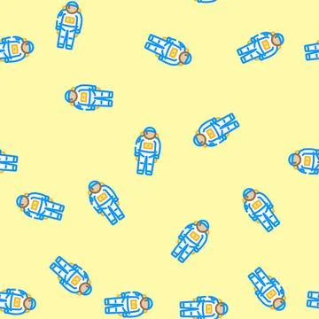 Spacesuit space exploration vector seamless pattern イラスト素材