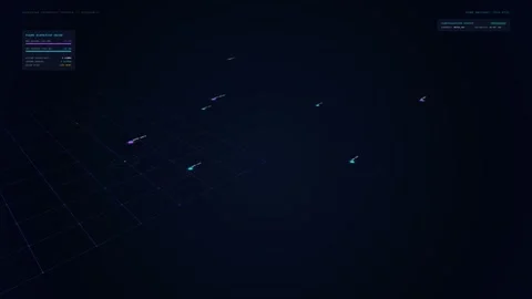 SpaceTech Satellite Constellation Isometric Grid Telemetry Loop 動画素材 345522731