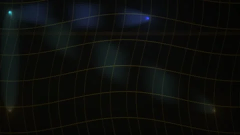 Spacetime Gravity Grid with Glowing Blue Particle Light Beams in Fast Abstr.. Stock Footage 343766738