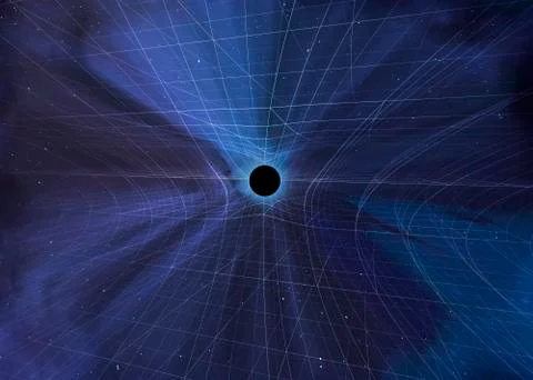 Spacetime Warped by a Black Hole Stock Illustration