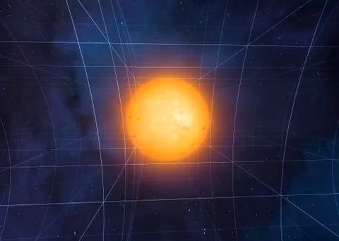 Spacetime Warped by Sun Stock Illustration