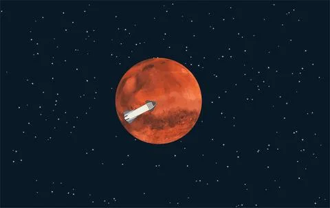 SpaceX Concept spacecraft on Mars. Stock Illustration