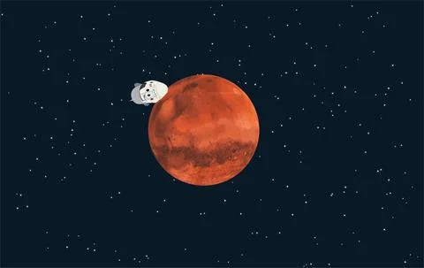 SpaceX Concept spacecraft on Mars. Stock Illustration