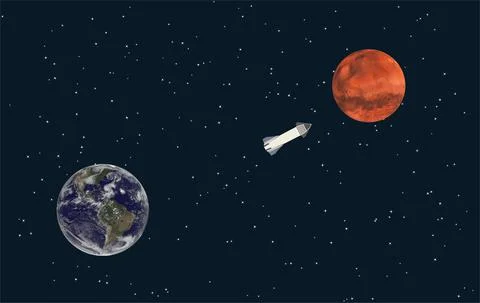 SpaceX Concept spacecraft on Mars. Stock Illustration