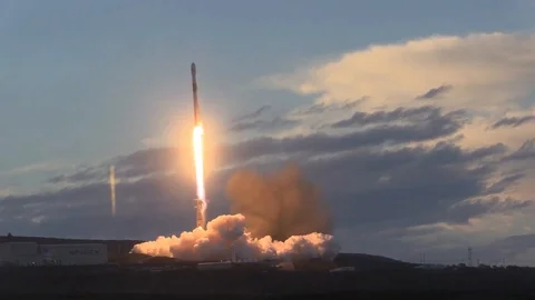 SpaceX Falcon 9 launch from Vandenberg Air Force Base Stock Footage 101155352