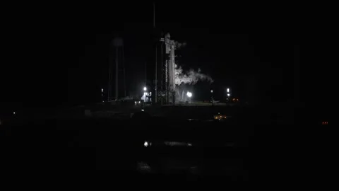 SpaceX Falcon 9 rocket carrying Nova-C lunar lander launches from Kennedy Space Stock Footage 265459726