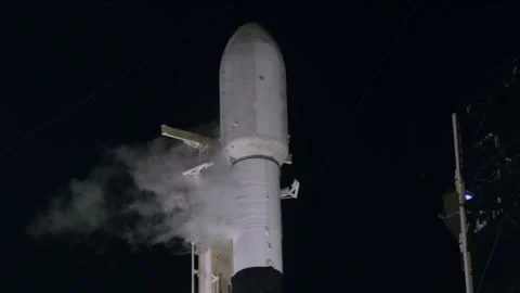 SpaceX Falcon 9 rocket carrying Nova-C lunar lander lifts off from Kennedy Space Stock Footage 265459729