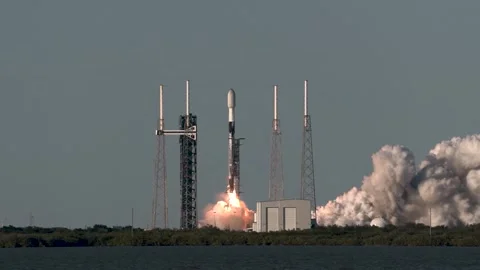 SpaceX Falcon 9 rocket carrying Starlink 6-39 Satellite Launch  Stock Footage 265965408