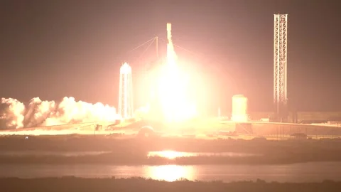 SpaceX Falcon 9 rocket carrying Nova-C Lunar Lander launches from Complex 39A Stock Footage 289848614
