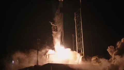 SpaceX Falcon 9 rocket carrying Nova-C Lunar Lander launches from Complex 39A Stock Footage 289848632