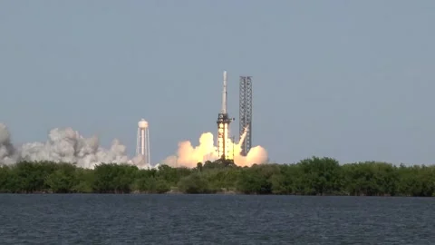 SpaceX Falcon 9 rocket launching National Oceanic Atmospheric GOES-U satellite Stock Footage 278456821