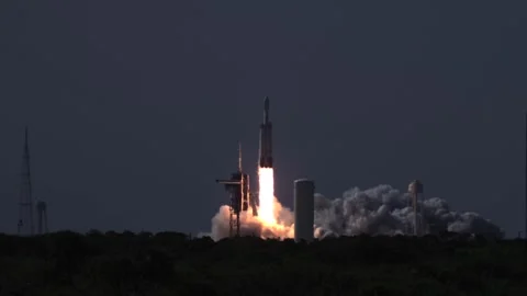 SpaceX Falcon 9 rocket launching NOAA GOES-U satellite from Launch Pad 39A Stock Footage 278456921