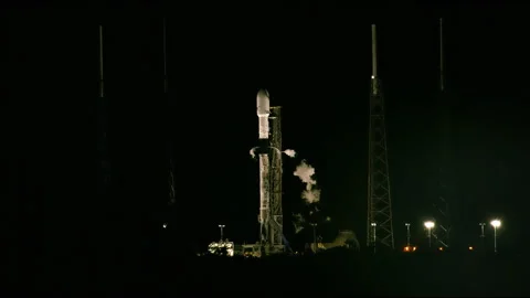 SpaceX Falcon 9 Rocket Pre-Launch Venting at Cape Canaveral Space Force Station Stock Footage 334700722