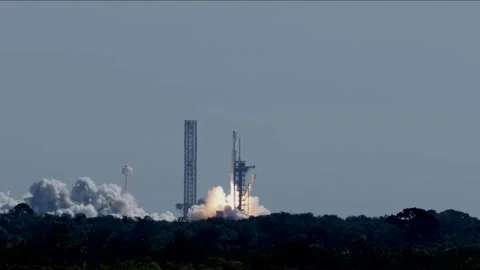 SpaceX Falcon Heavy rocket carrying NASA's Europa Clipper launches from Kennedy Stock Footage 288966072