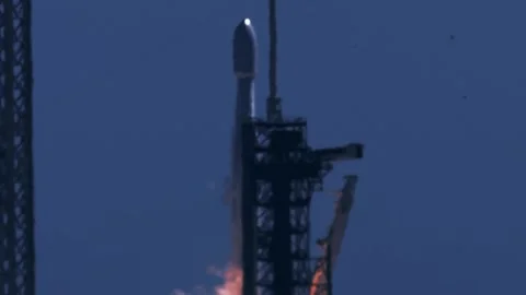 SpaceX Falcon Heavy rocket carrying NASA's Europa Clipper launching from Kennedy Stock Footage 288966080