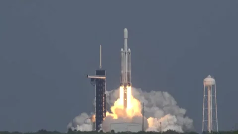 SpaceX Falcon Heavy rocket carrying NASA's Europa Clipper spacecraft launch Stock Footage 288966081